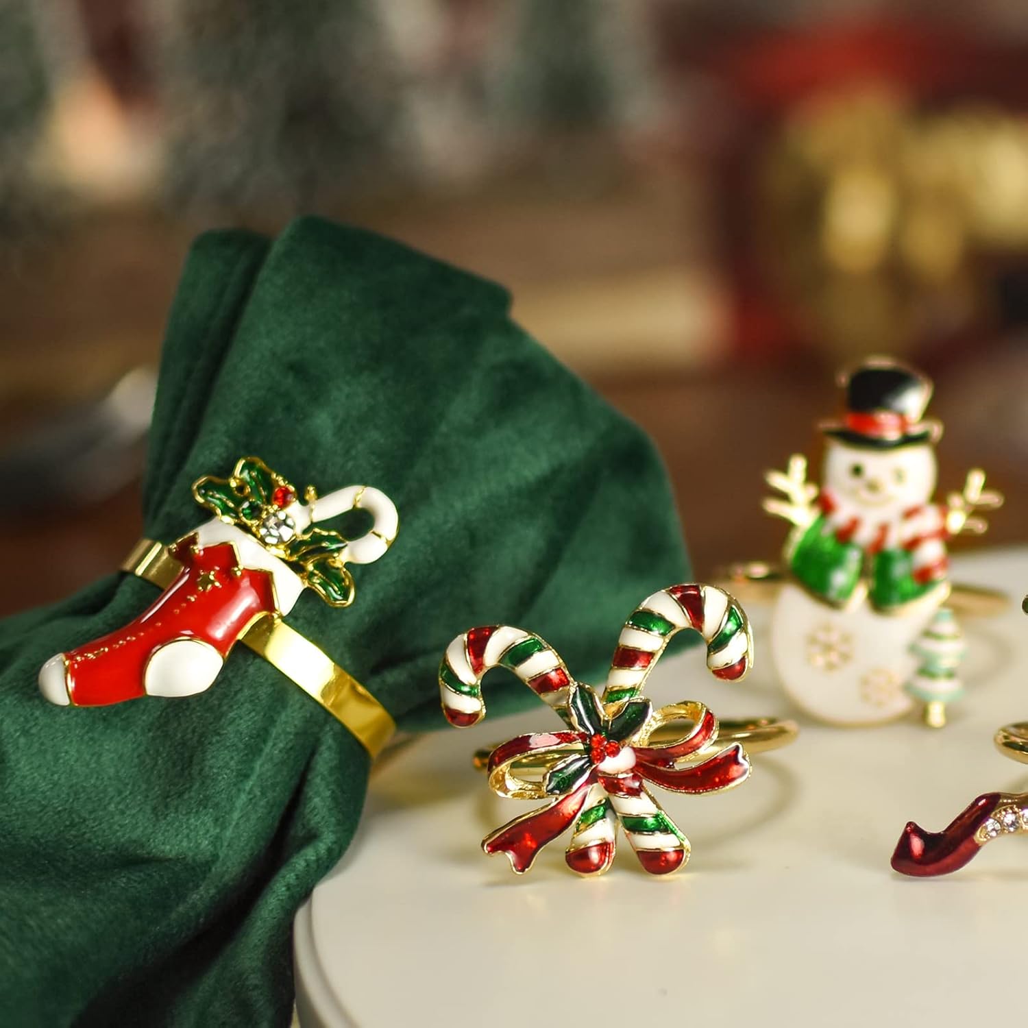 🔥ON SALE🔥Christmas Decor Napkin Buckle-4 Pack