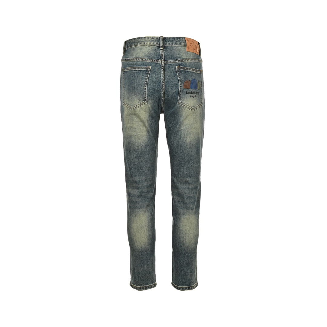 Louis Vuitton 24Fw Pumpkin Embroidered Jeans