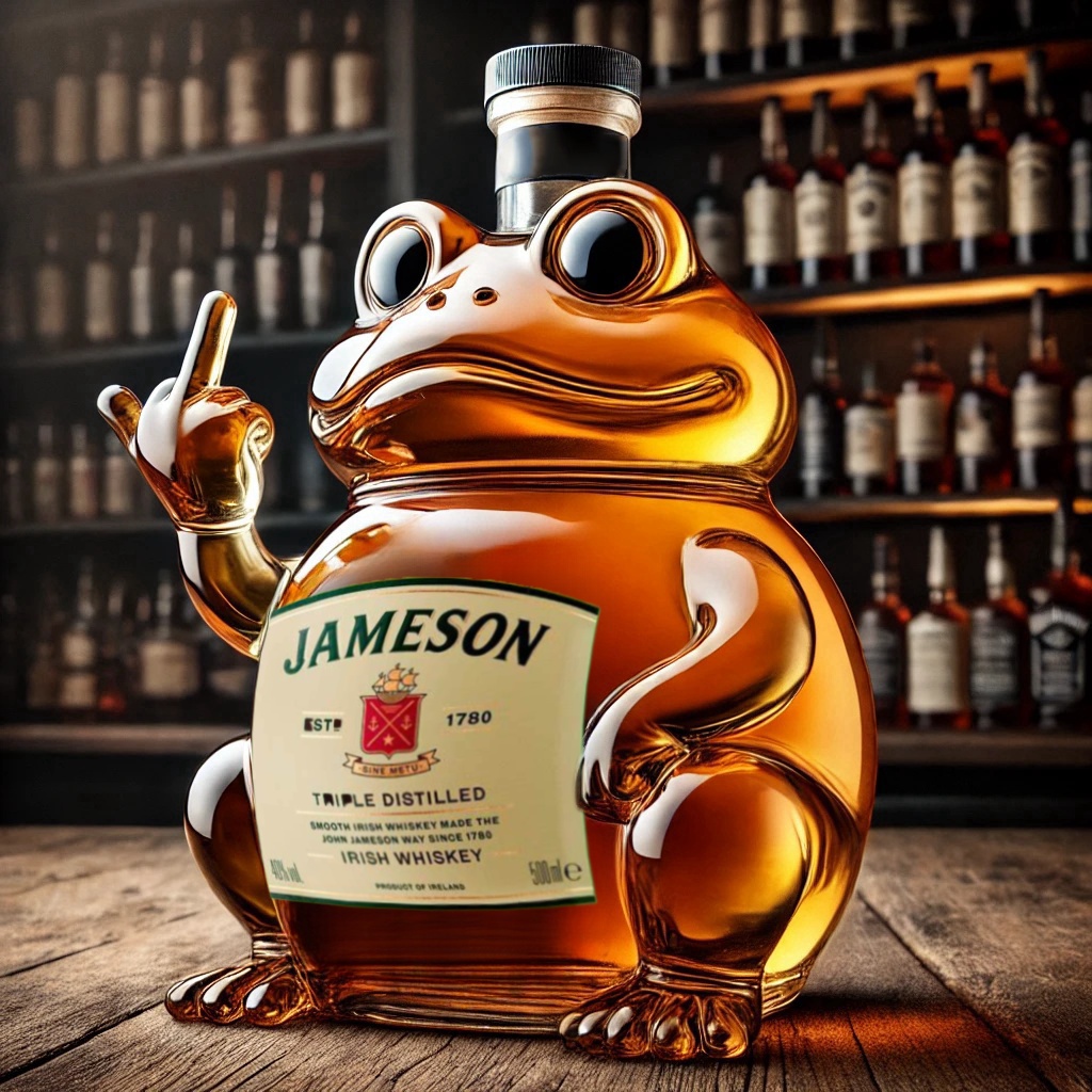 Funny Frog Whiskey Bottle