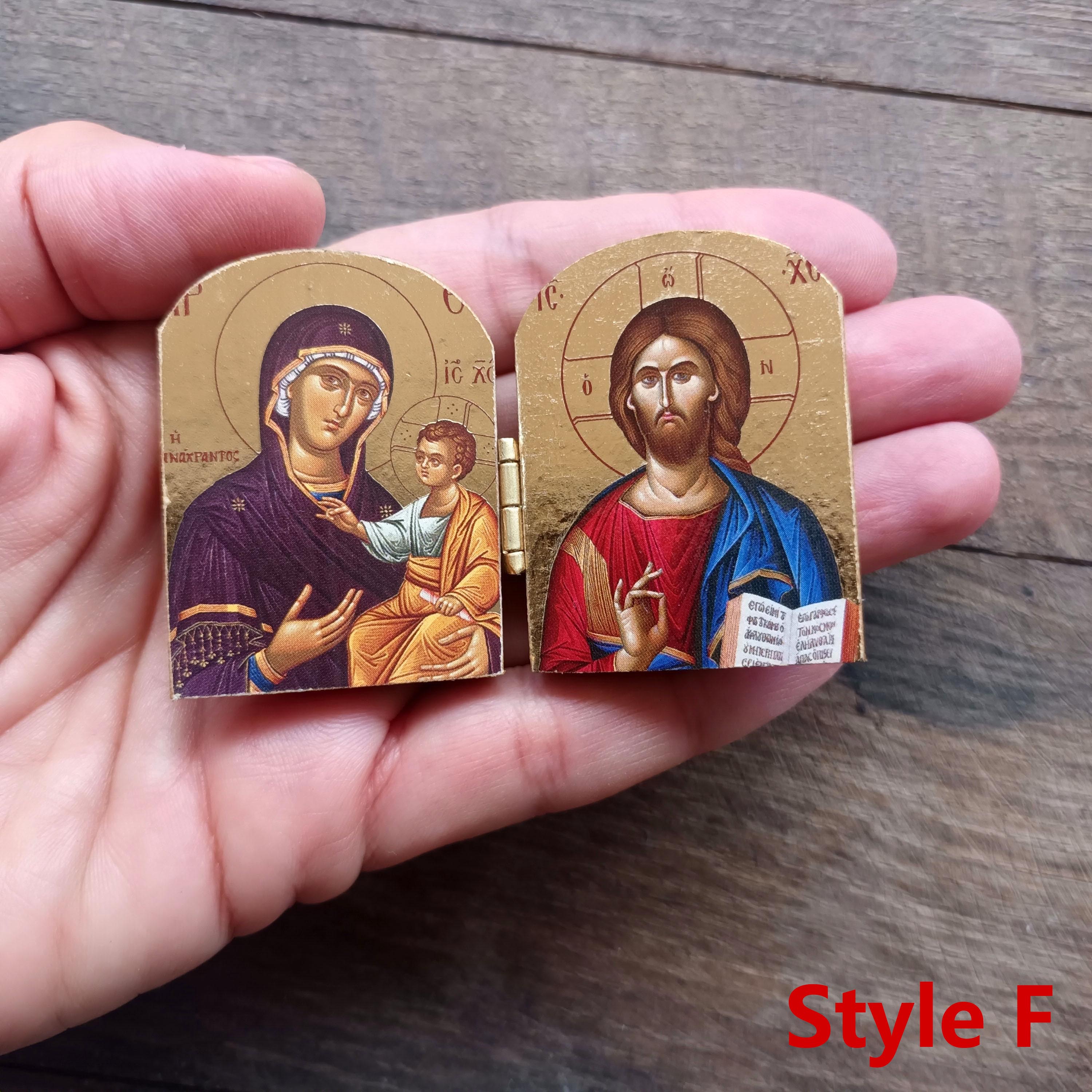Mini diptych Orthodox icon | Christian religious office decor gift