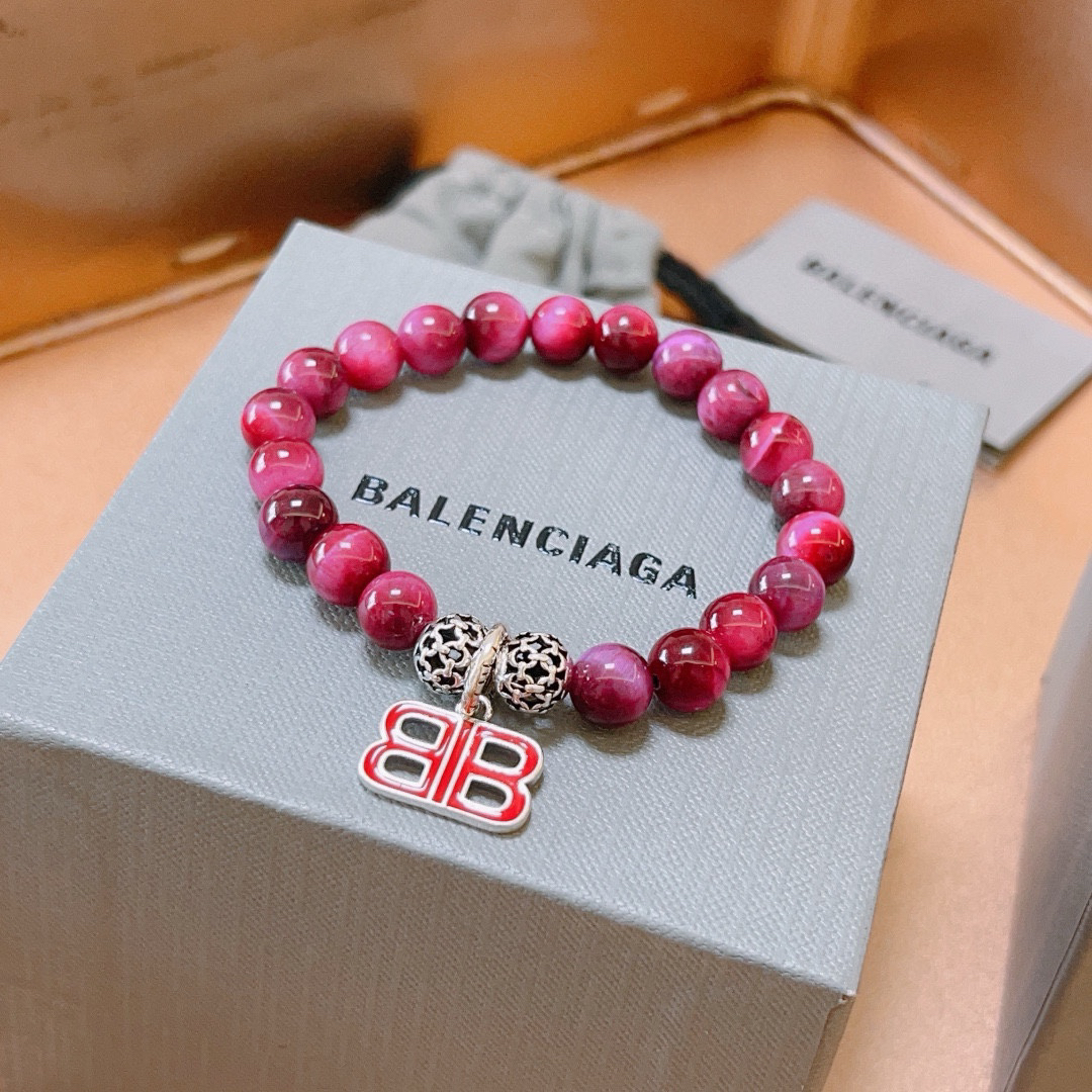 Balenciaga Natural Tiger Eye Stone Bracelet