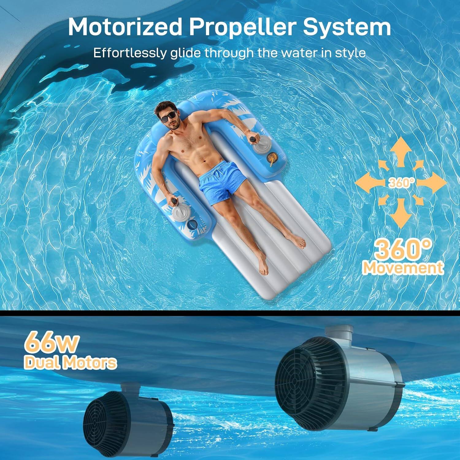 ⚡Flash Sale-Motorized Pool Float with Dual Motors