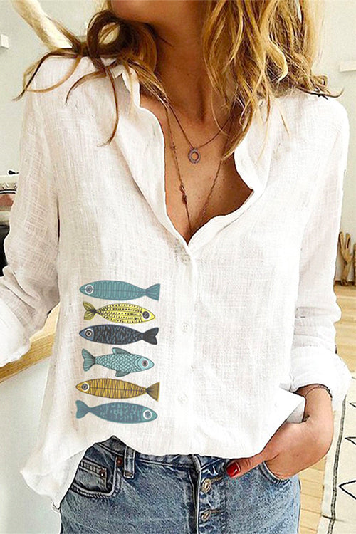 Heididress Long Sleeve Button Down Cotton Linen Shirt