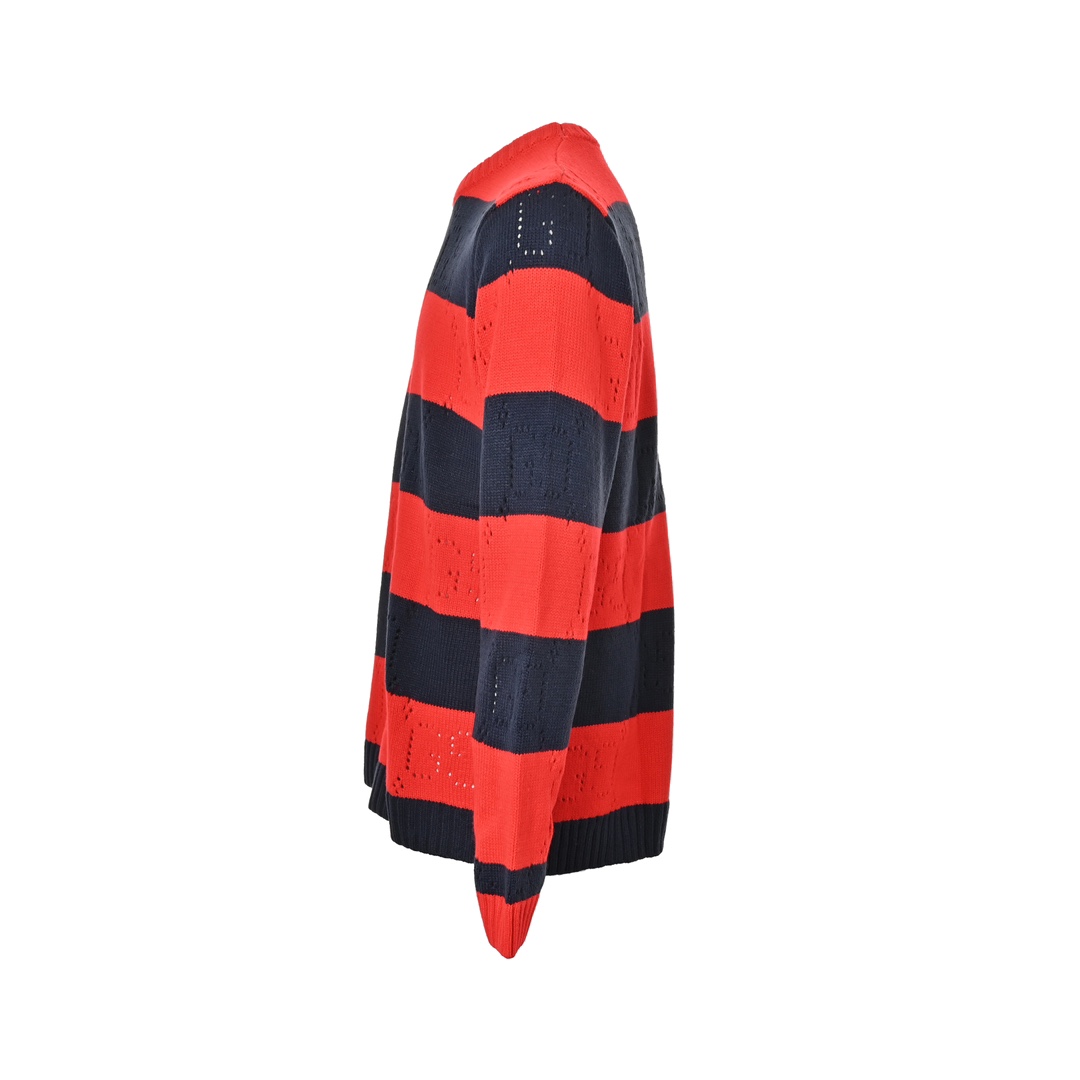 Gucci 24Fw Double G hollow contrast striped sweater