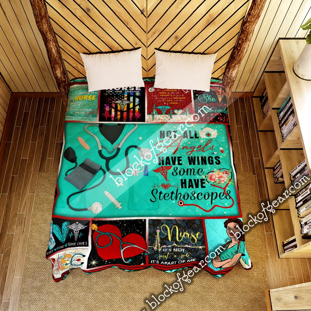 Nurse, Not All Angels Have Wings Some Have Stethoscopes Quilt Blanket