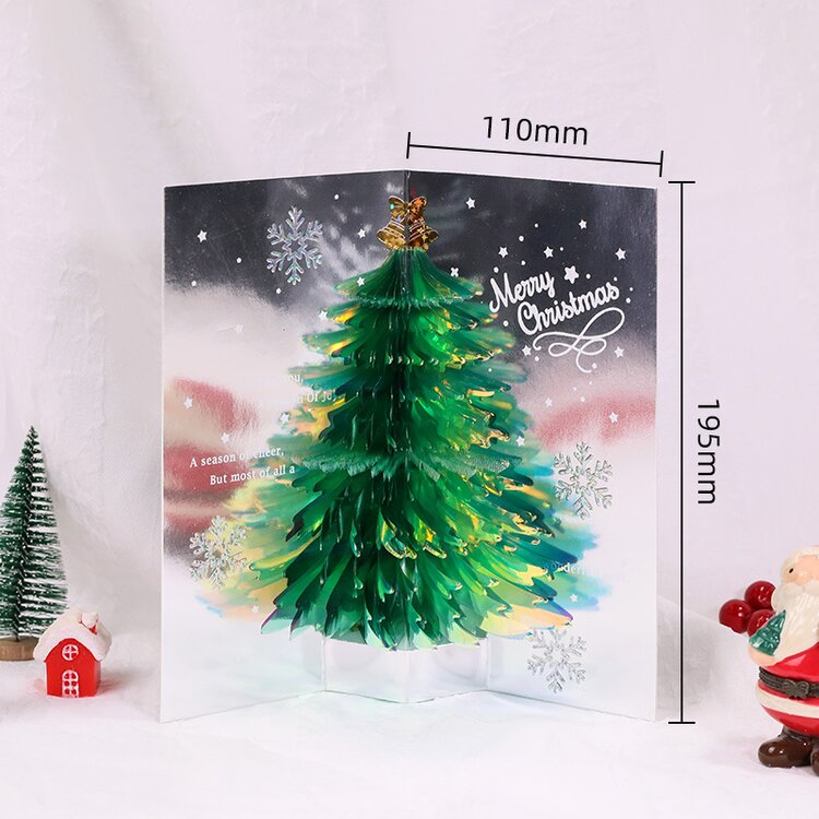 Sparkling 3D eco-friendly Christmas tree greeting card