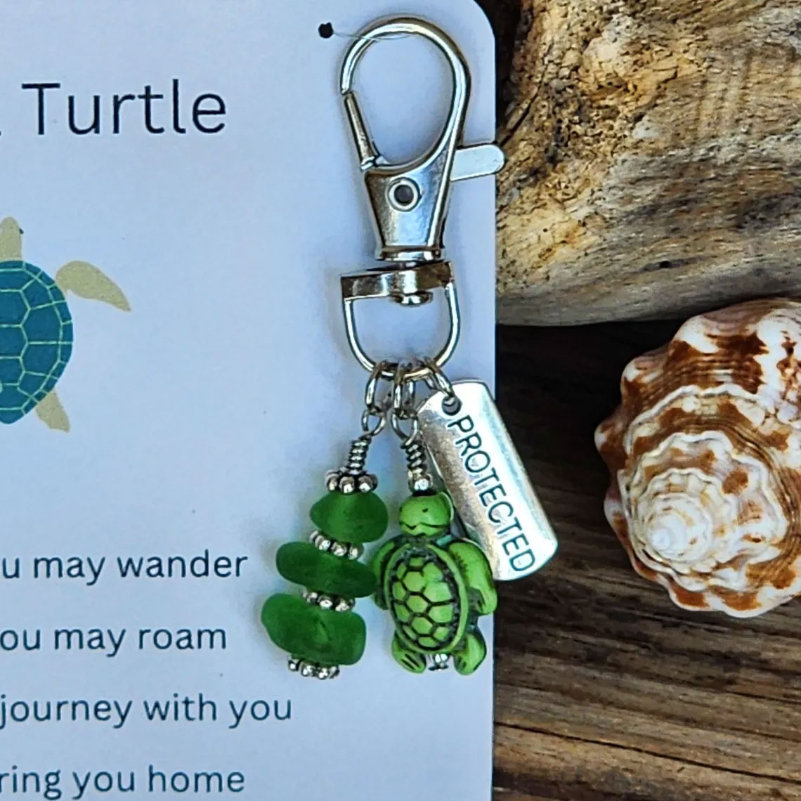 Sea glass Travel Turtle Charm