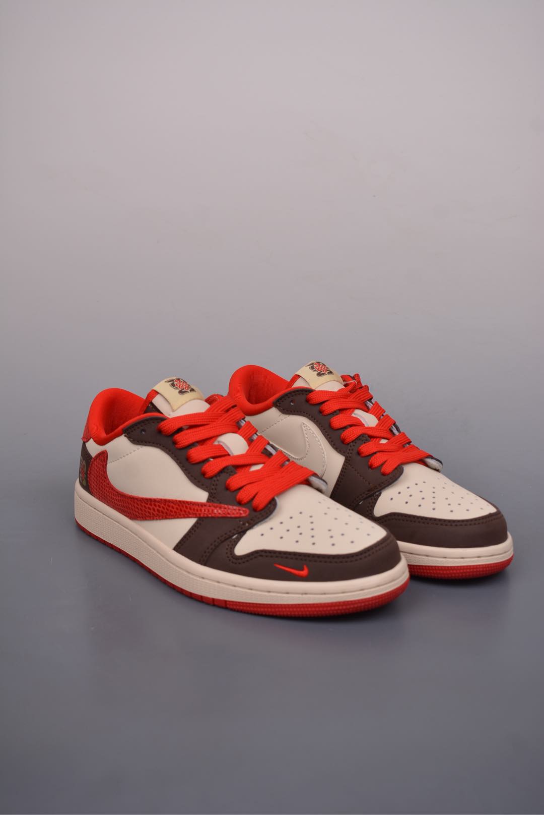 Travis Scott x Nike Air Jordan 1 Low Year of the Snake Brown, Beige, White and Red CH6336-020