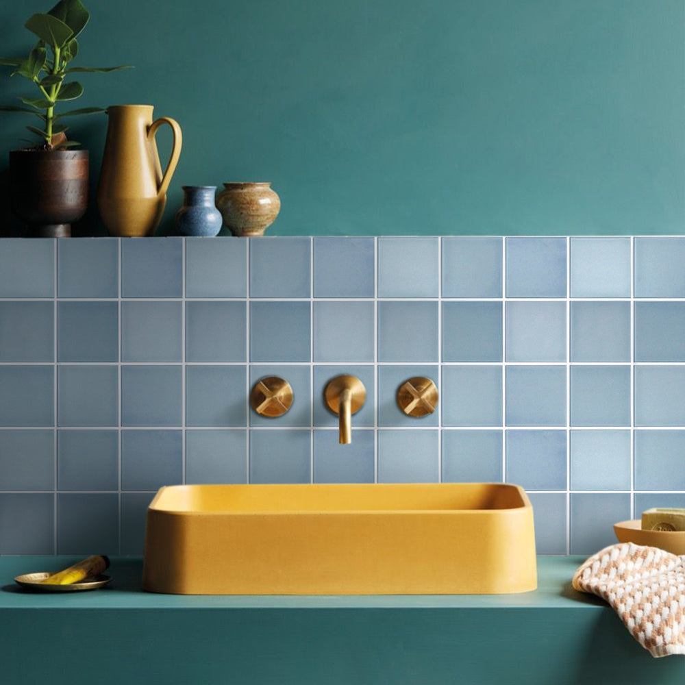 3D Slate Blue Ceramic Square Peel and Stick Wall Tile