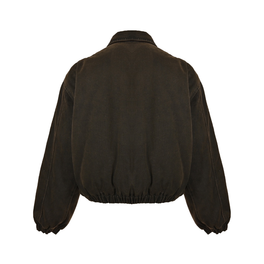Prada 24Fw triangle logo lapel washed denim cotton jacket