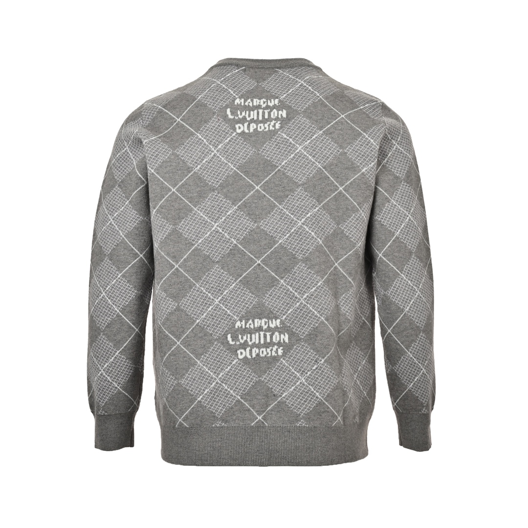 Louis Vuitton 24Fw diamond check cashmere and wool knit sweater
