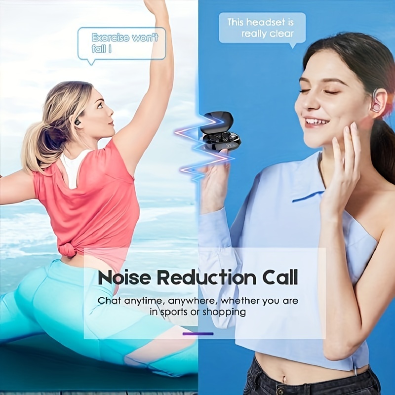 True Wireless Earbuds, TWS Earphones With Mic, Sport Earhook Headset, Stereo In Ear Headphones With LED Display Charing Case