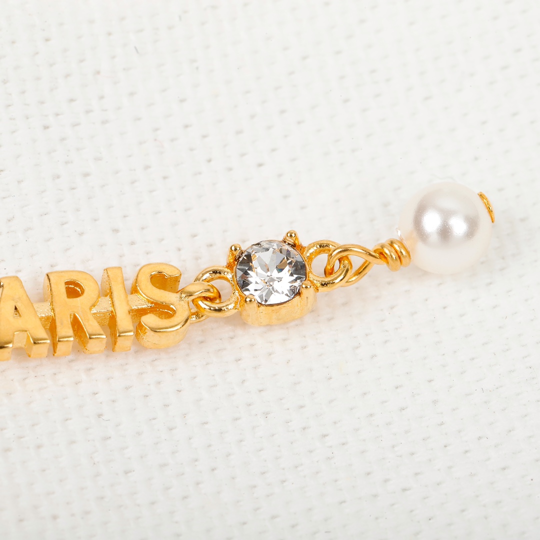 Dior diamond letter earrings