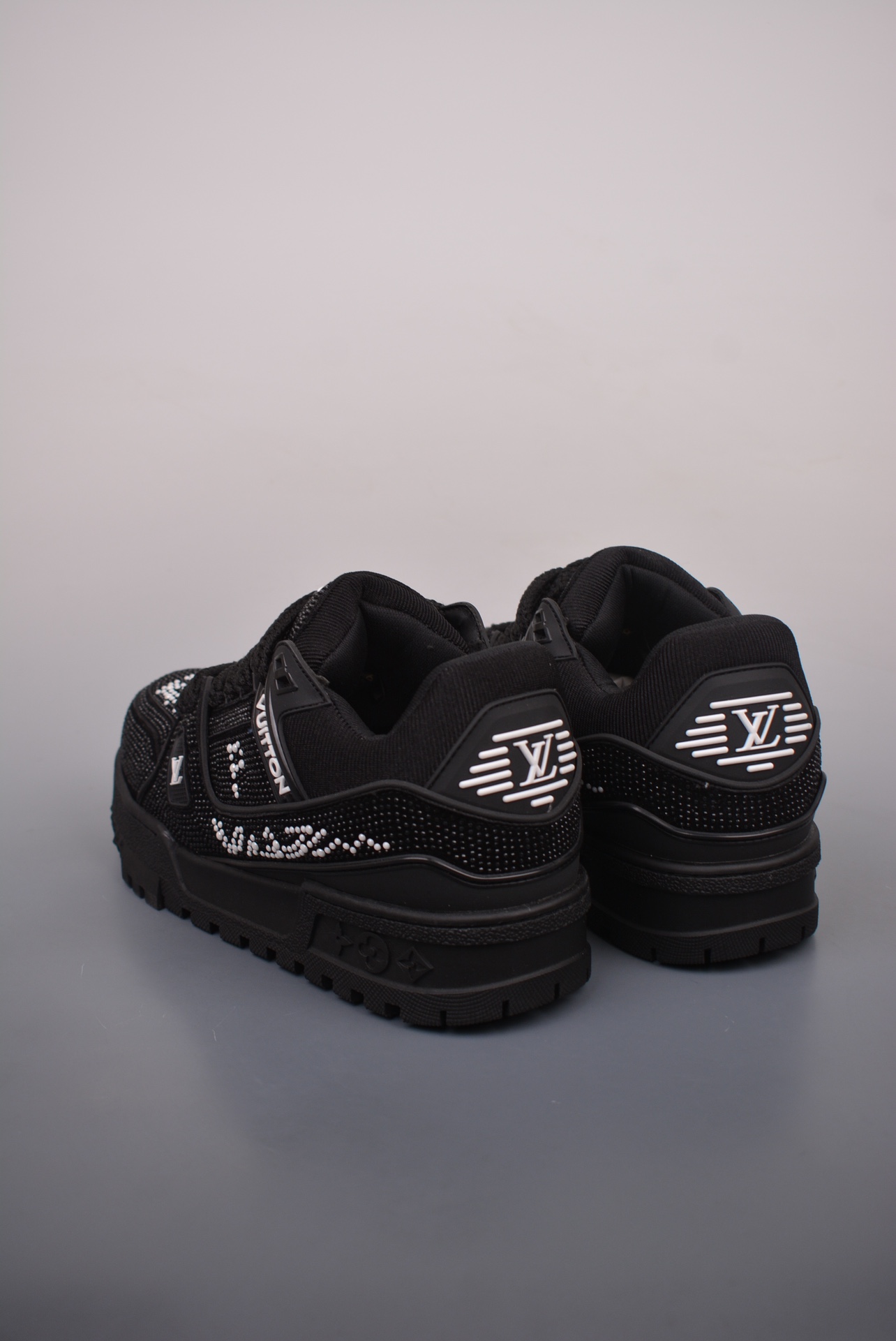 Louis Vuitton Trainer Maxi Low Sneaker Black and White Diamonds