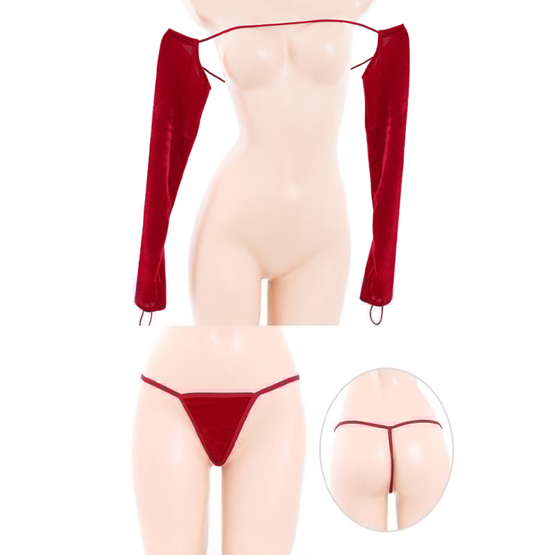 Backless Lace-up Slit Lingerie Dress Set