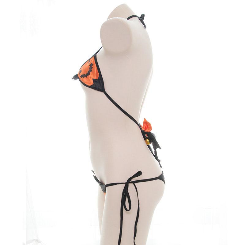 Pumpkin Little Devil Wings Bow Bell Lingerie Set