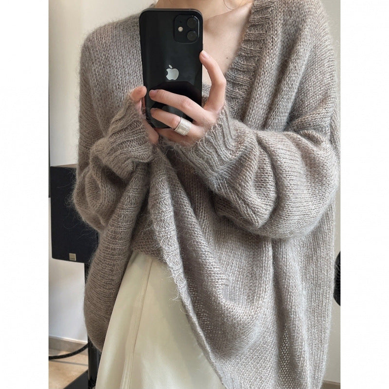 Mid-Length Women's Sweater for Early Autumn