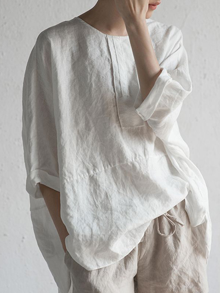 Vintage Loose Fit Bat Sleeve Shirt
