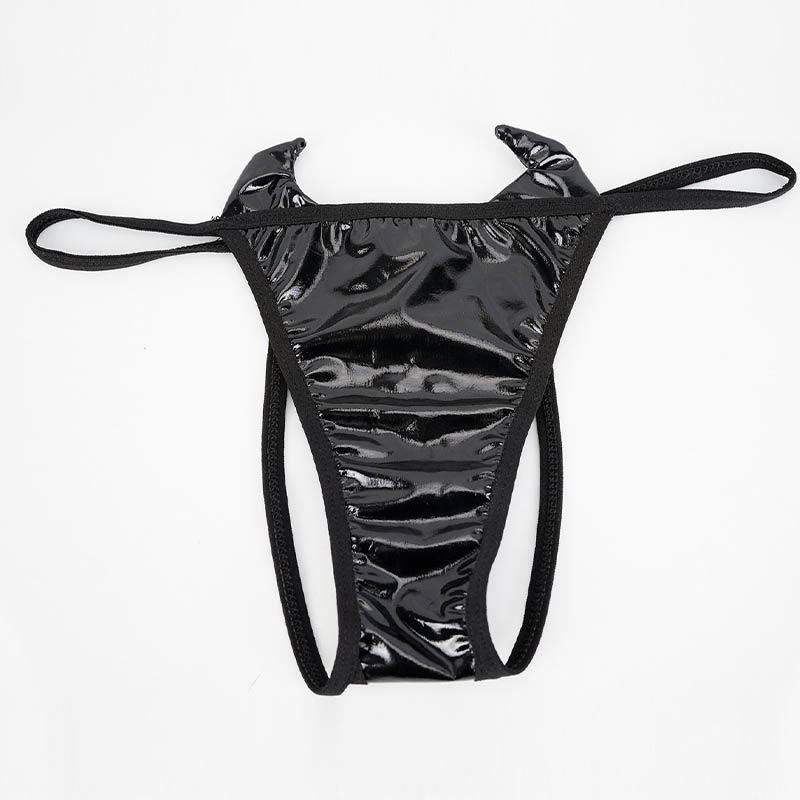 Demon PU Lace-up Lingerie Set