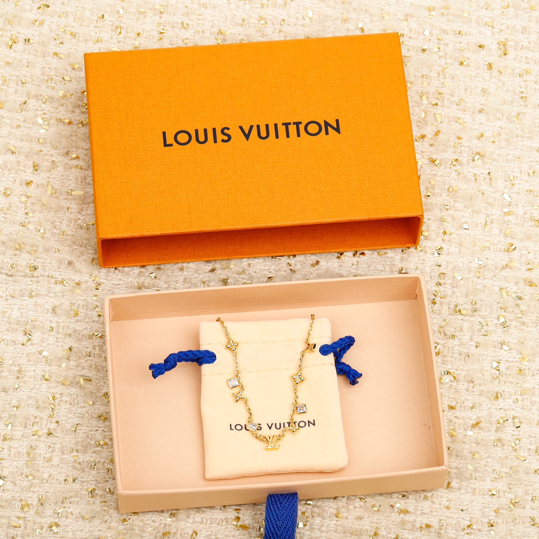 Louis Vuitton logo diamond necklace