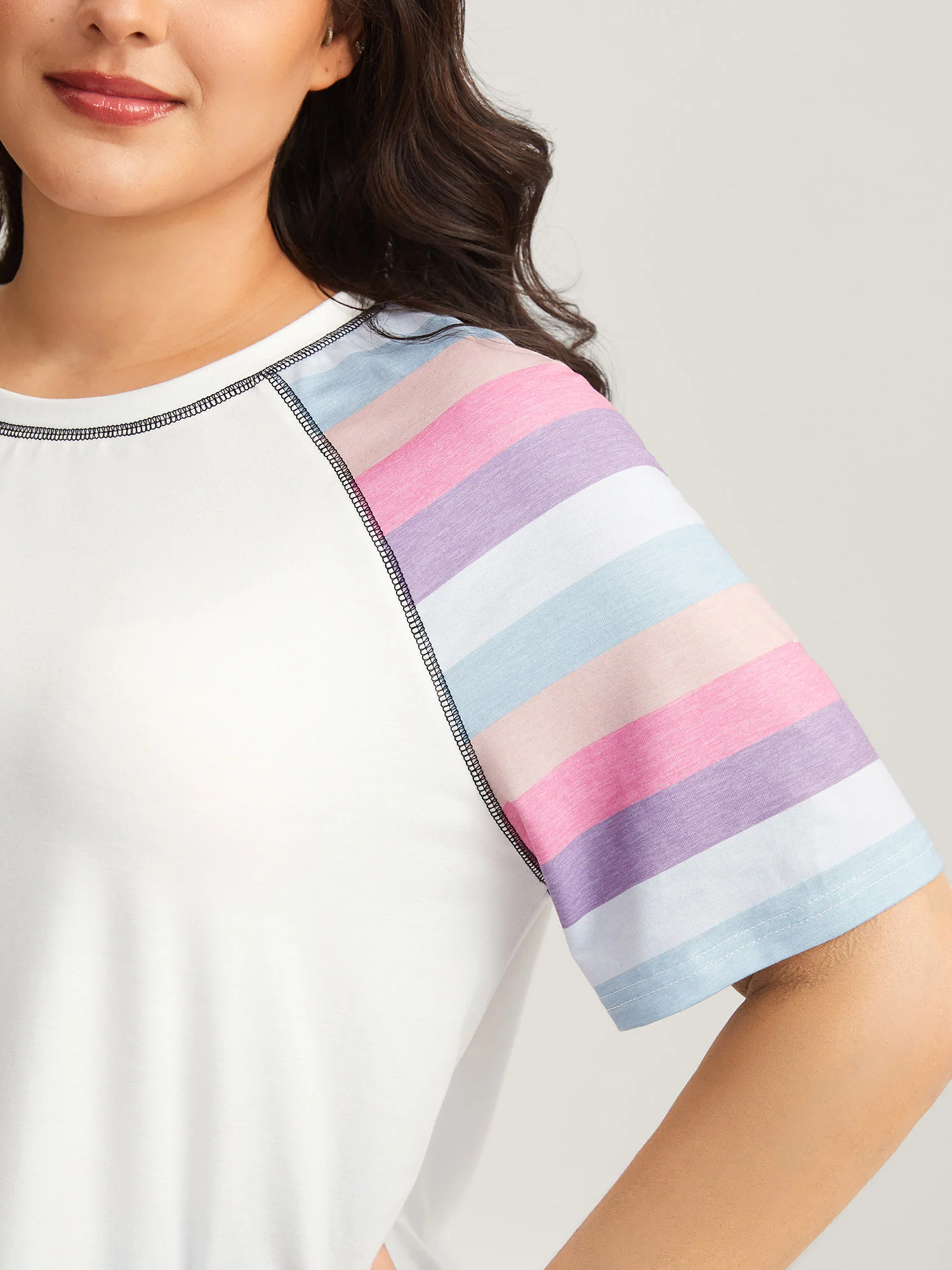 Colorful Stripes Raglan Sleeve T-Shirt