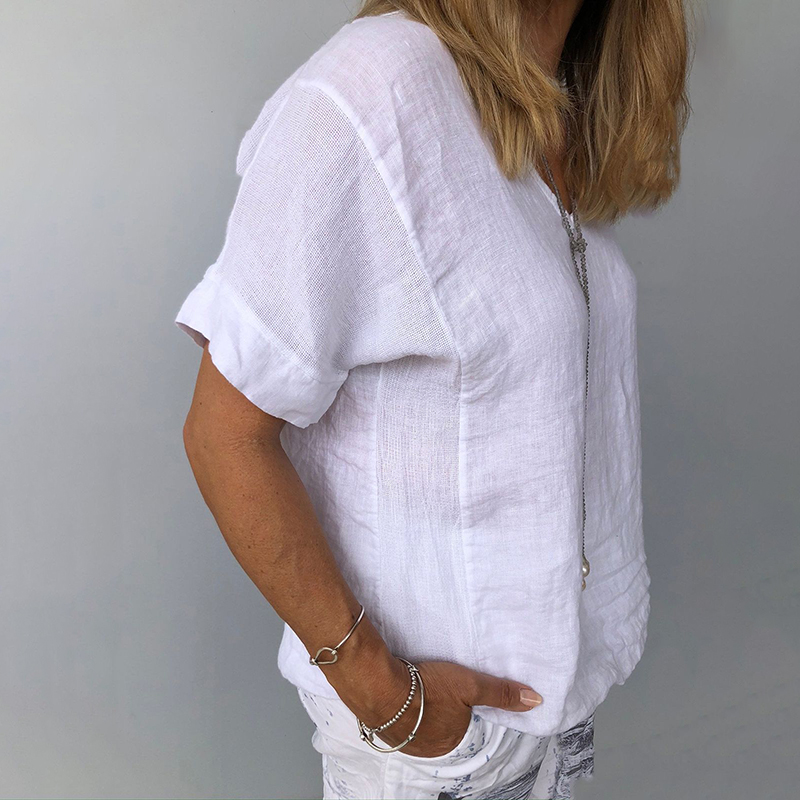 Solid Color V Neck Comfy Shirt
