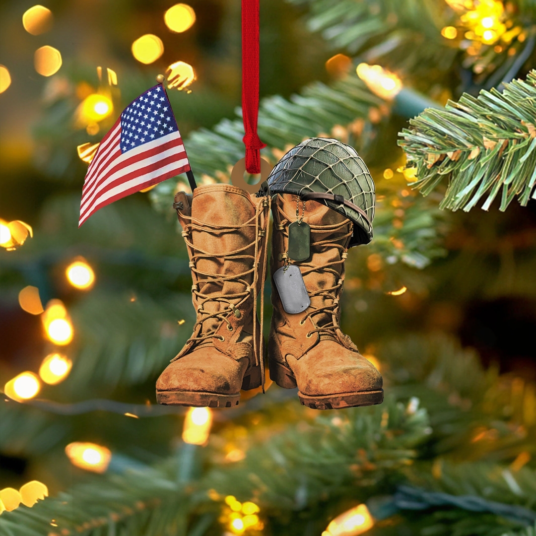 🪖Military Uniform Boots & Helmet Christmas Ornament