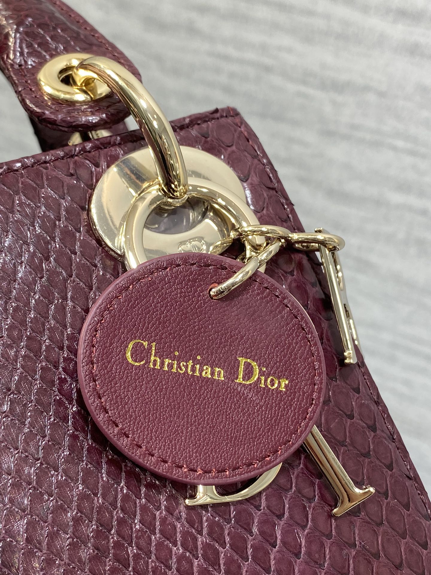Dior Lady three-grid rare snakeskin Princess Diana bag