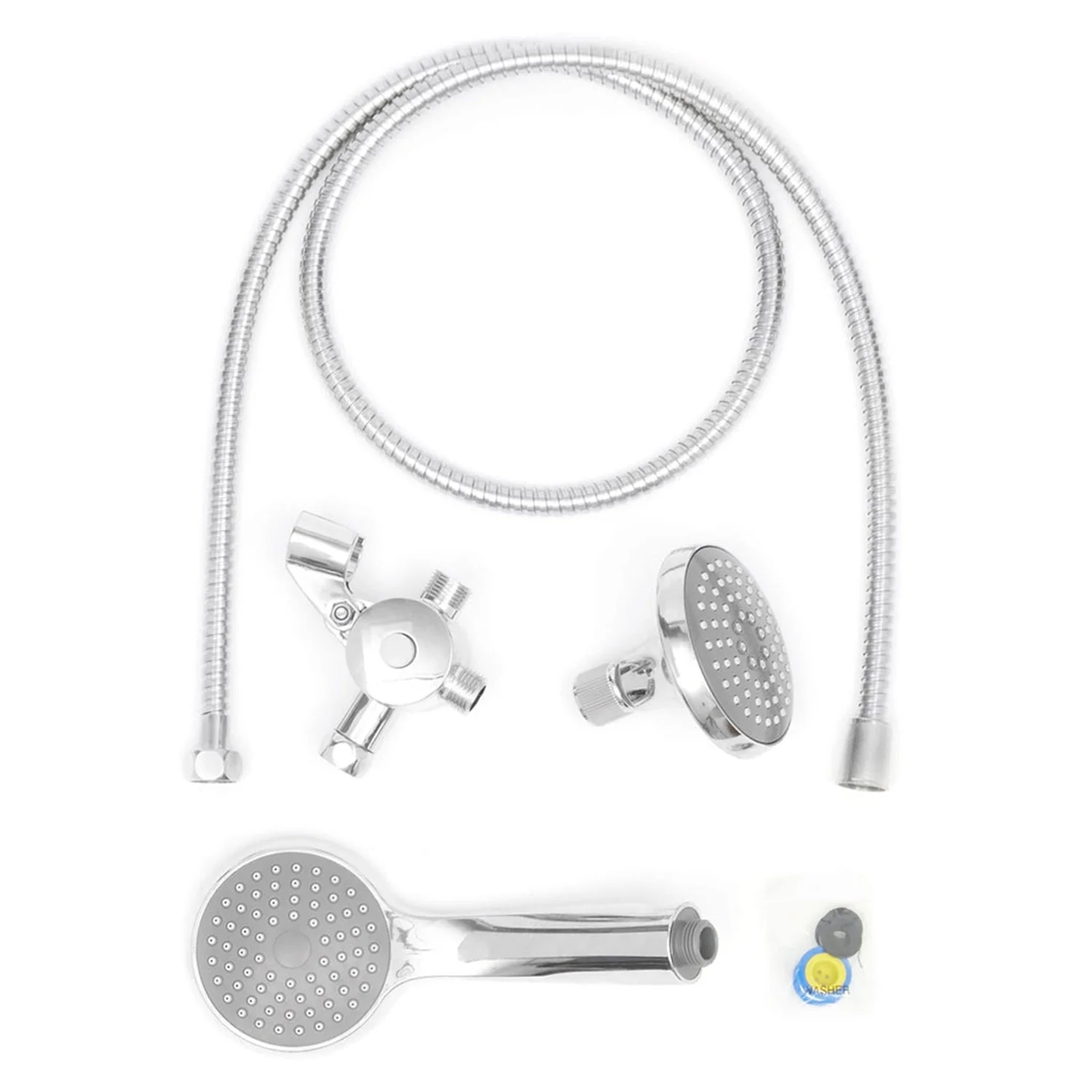 Home Basics Stainless Steel Adjustable Dual Shower Head Massager, Chrome