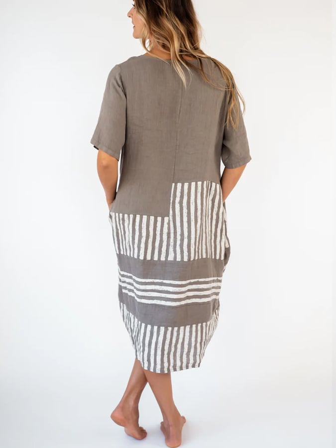 Women's Solid Color Cotton Linen Dress