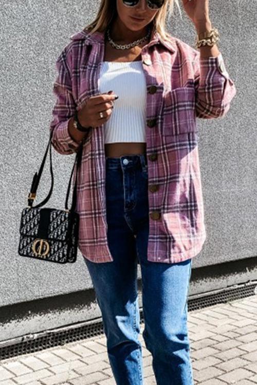 Heididress Button Down Pockets Boyfriend Plaid Shirts