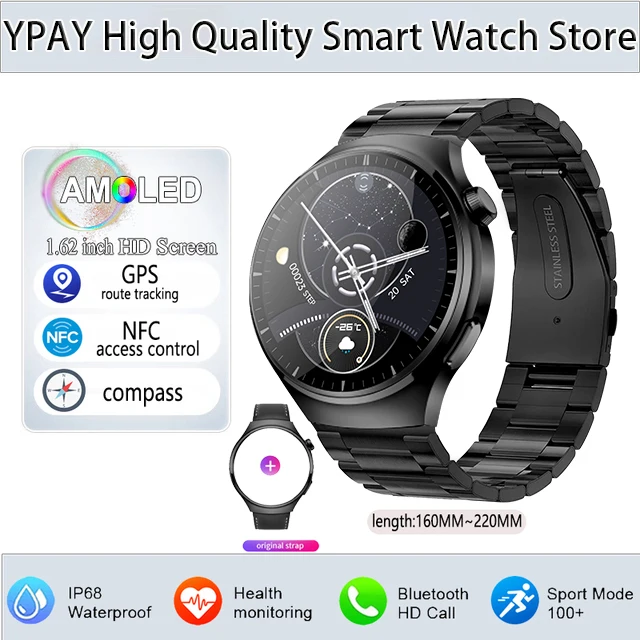 2023 New men's watch Bluetooth Call smartwatch 1.62inch full screen touch voice assistant NFC480*480 HD screen for Huawei Xiaomi