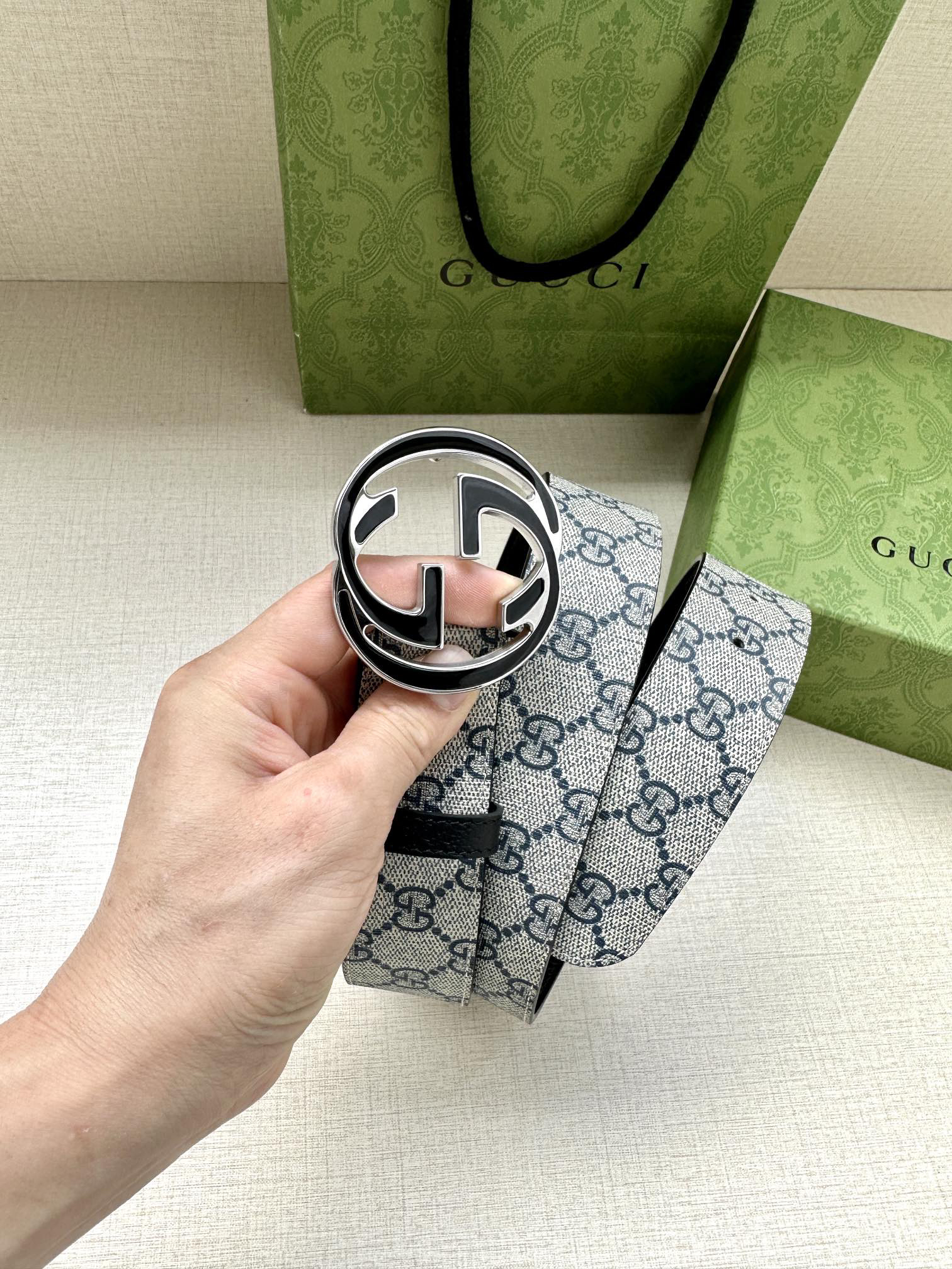 Gucci Marmont printed leather belt 3.8cm wide