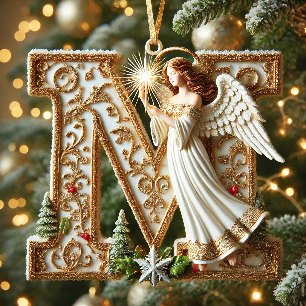 Angel Initial Christmas Ornaments