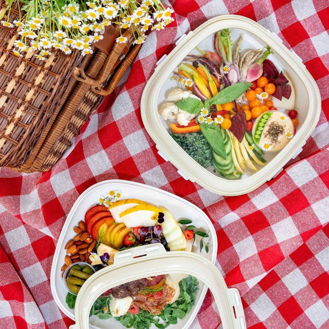 💖Last Day 49% OFF💖Portable Snack Tray | Food Containers with Reversible Stretch Lid