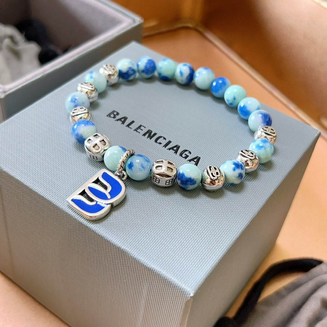 Balenciaga Natural Stone Thai Silver Style Bracelet