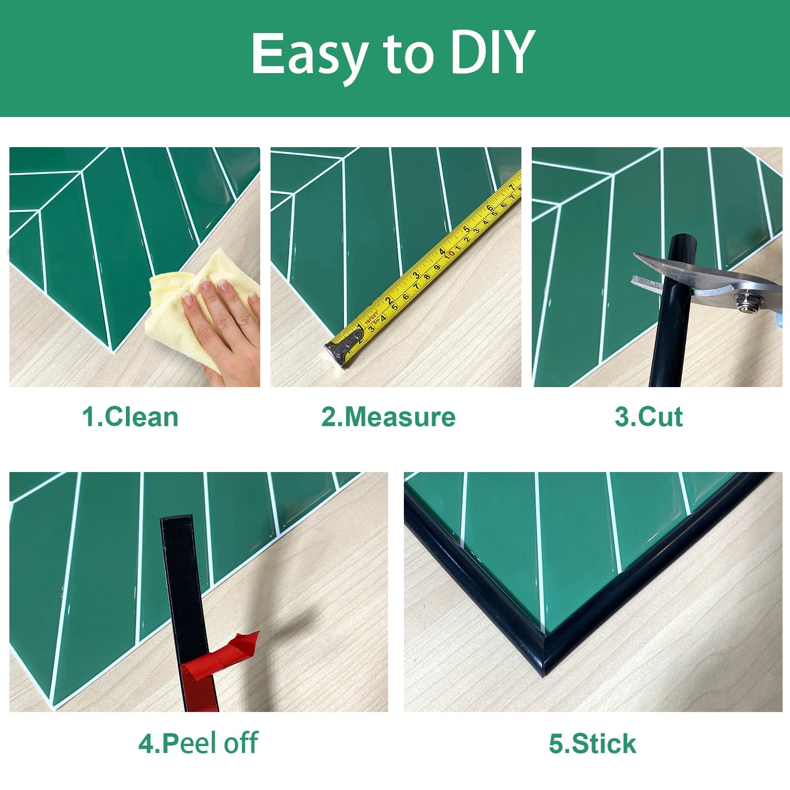 10 Feet Black Peel and Stick Tile Edge Trim Roll Pack