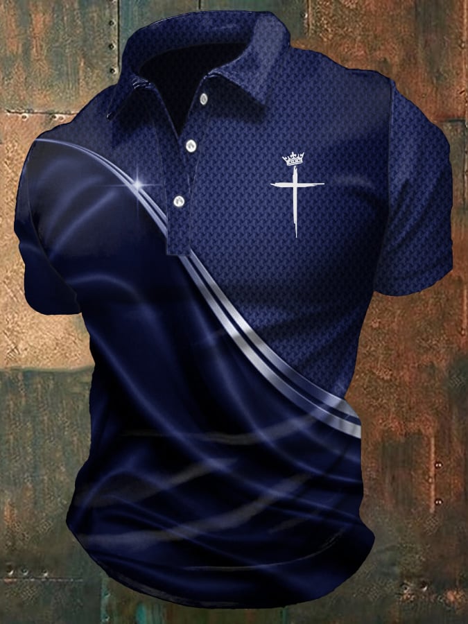 Men's Casual Christian Print Polo Shirt