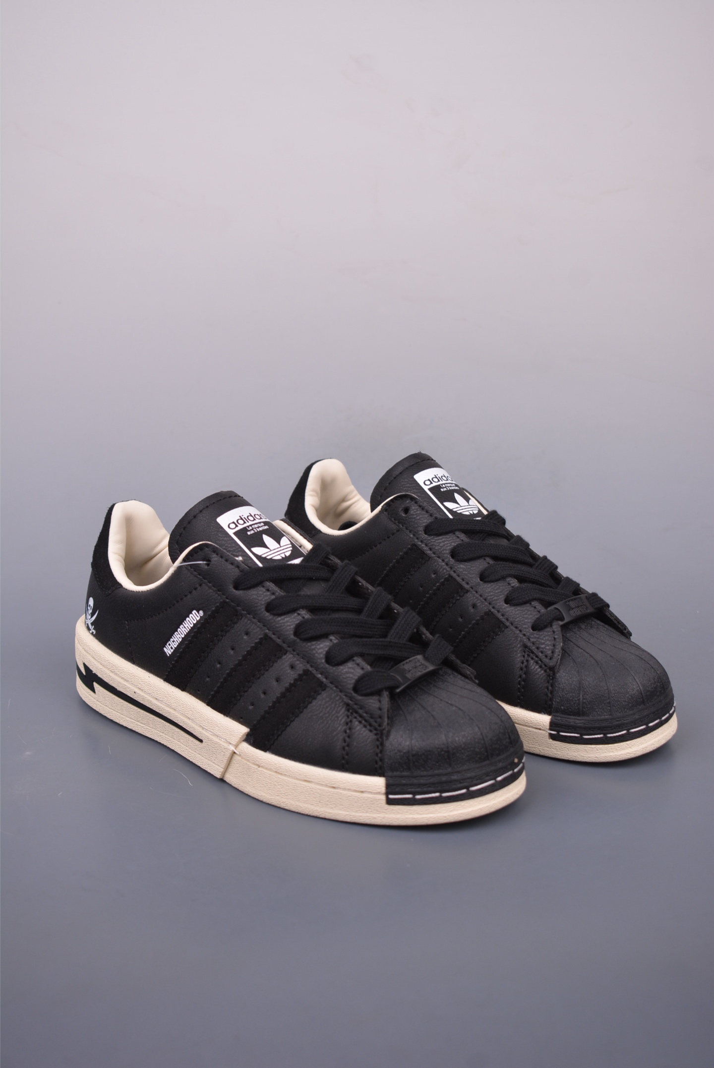NEIGHBORHOOD x adidas Originals Superstar Sneakers Black and White Skull IE6116