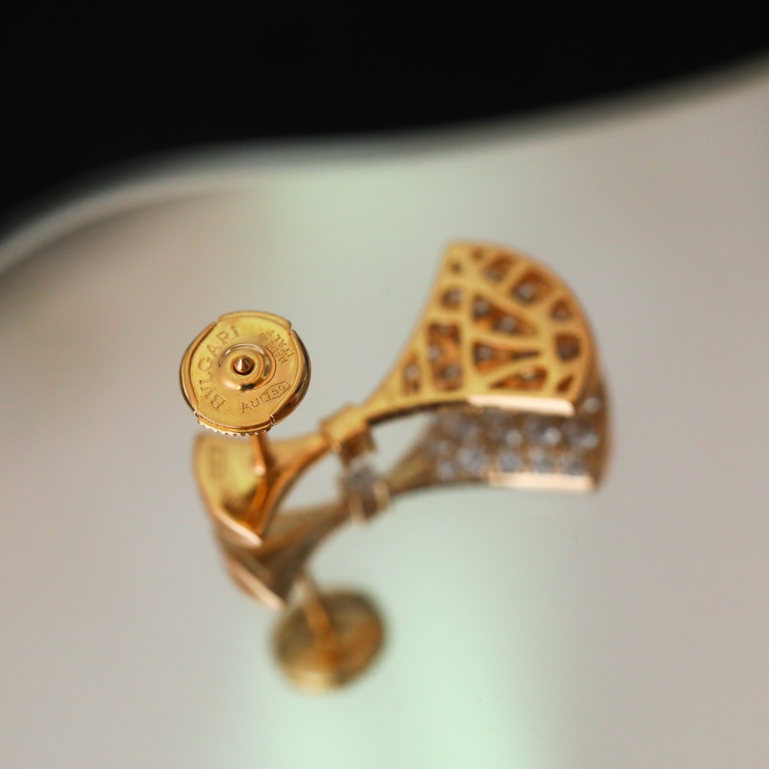 Bulgari full diamond fan-shaped earrings