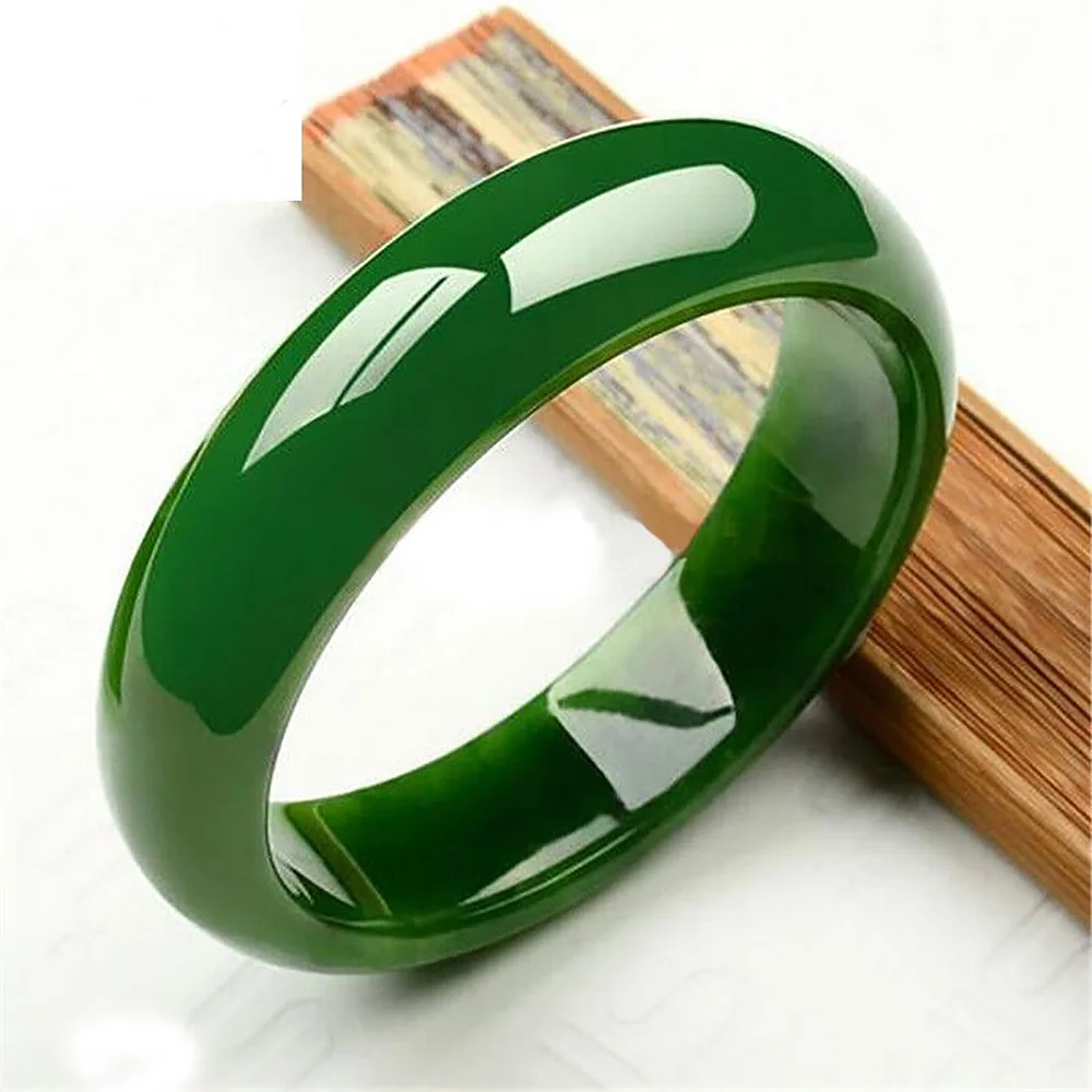 Hotan Jade Green Bangle Natural Chalcedony Jadeite High Quality Widen Bracelet For Women Jewelry Accessories Gift For Mother