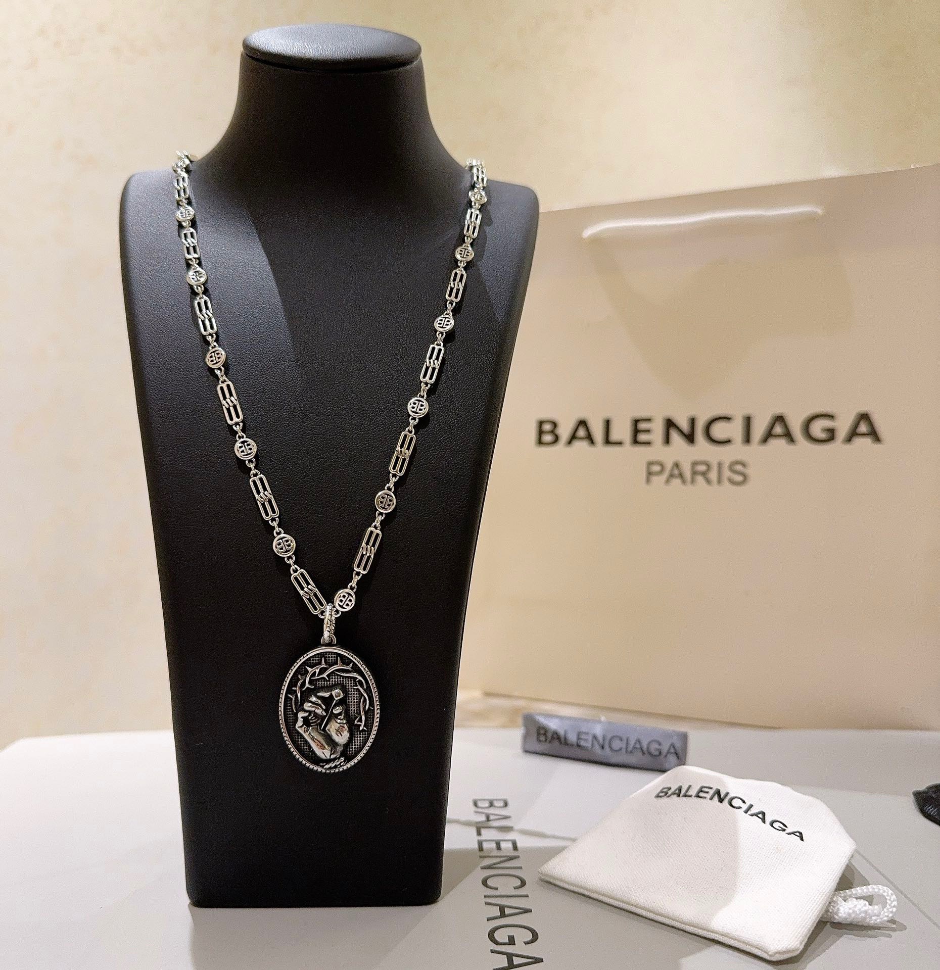 Balenciaga Palm Piercing Chain Necklace