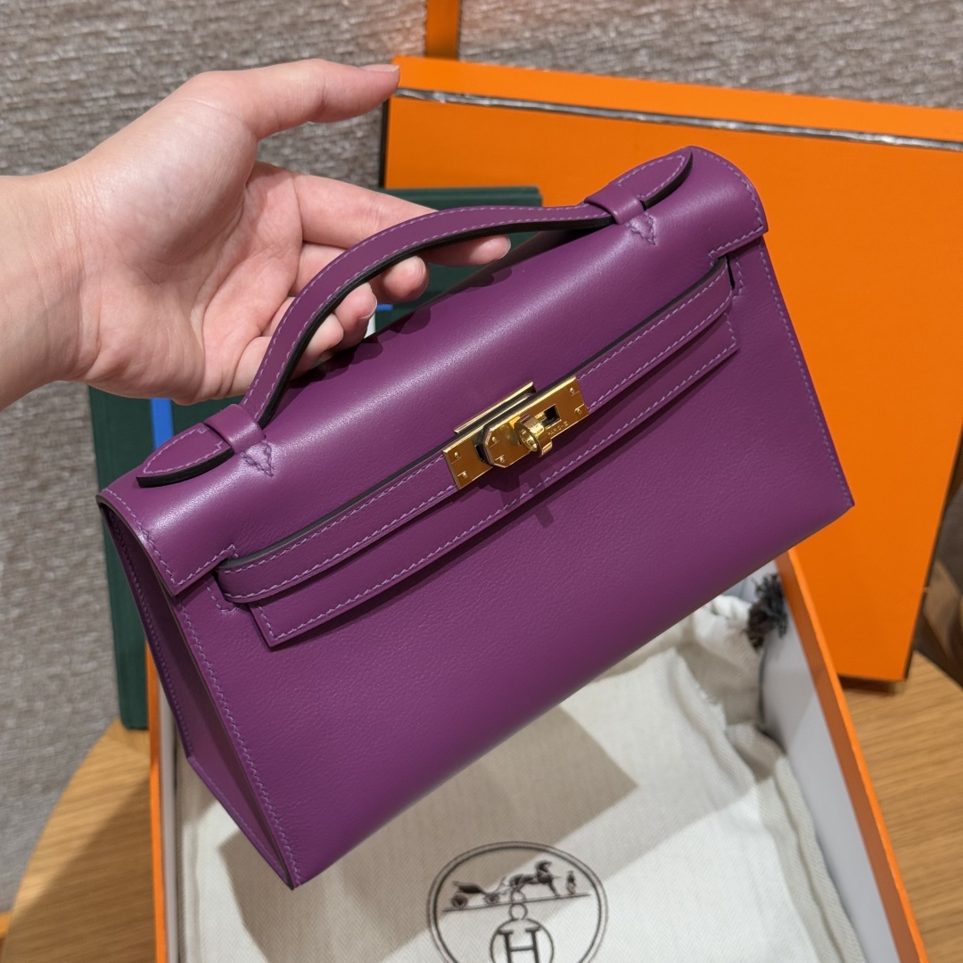 Hermes Kelly Pochette1 P9Anemone Handbag (Handmade Custom)