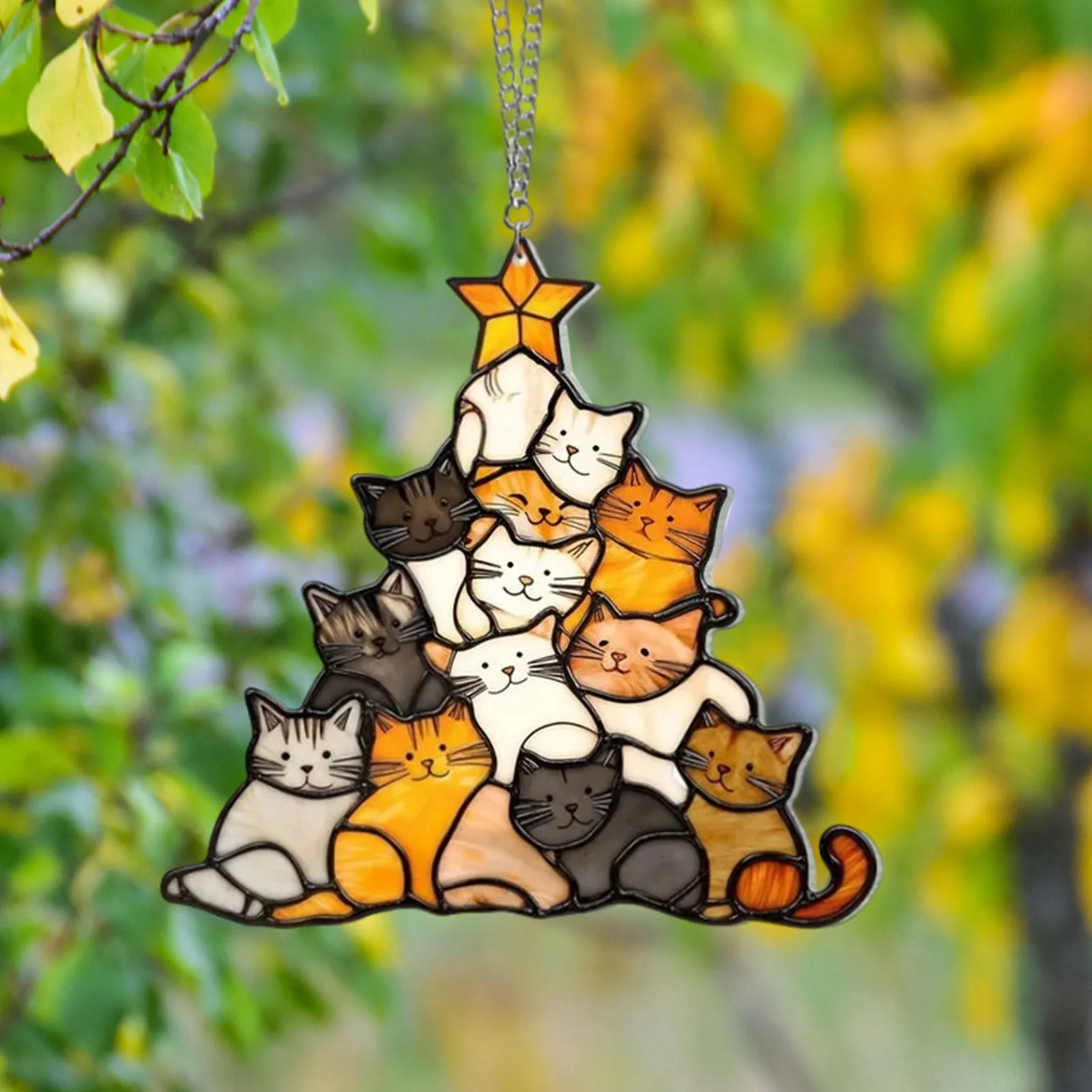 💥ON SALE💥Cat Christmas Tree Suncatcher Ornament Decoration🐱🎄✨