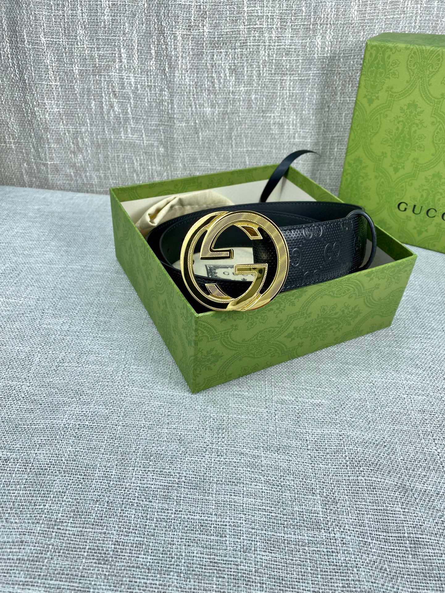 Gucci Signature printed leather belt width 4.0CM