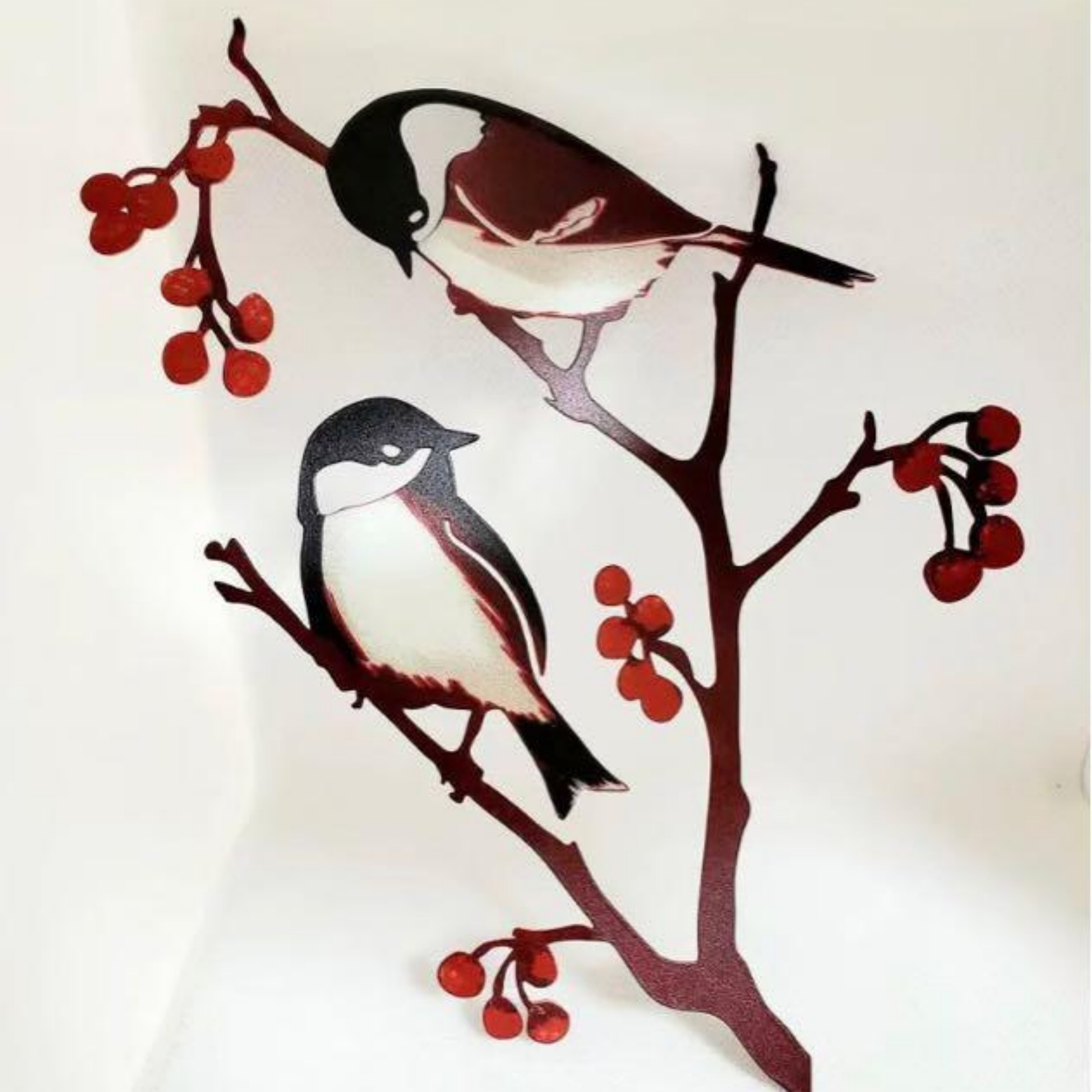 Hand painted metal bird metal garden art decoration on spring willow garden stake