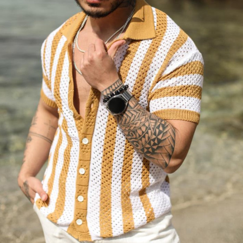 Men's Knitted Button-up