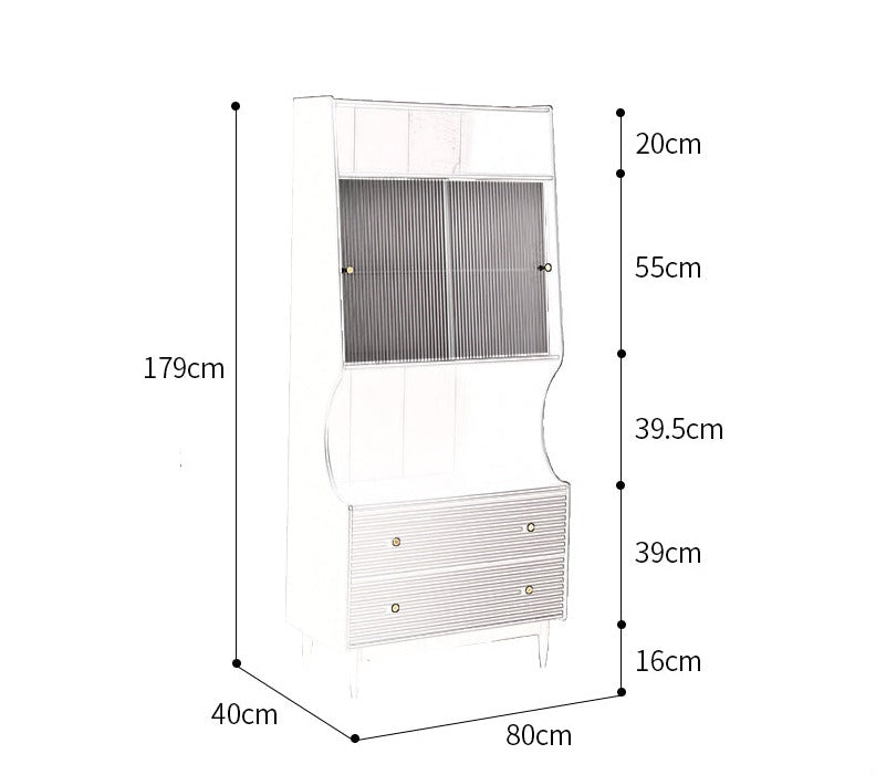 ISABEL TOKYO Japanese Scandinavian Buffet Glass Display Sideboard Nordic Cabinet ( Walnut Black Grey White )