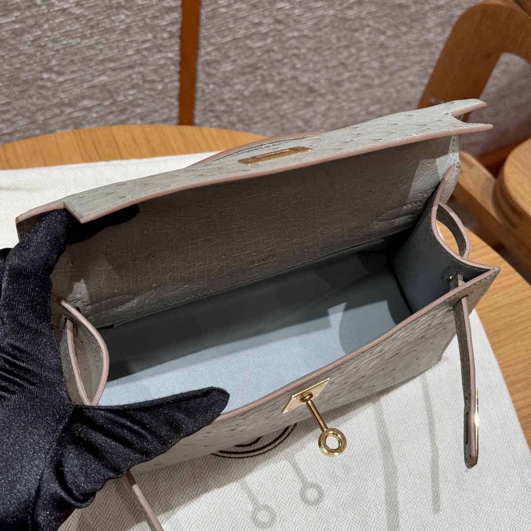 Hermes Kelly Pochette1 80Gris perle handbag (handmade to order)