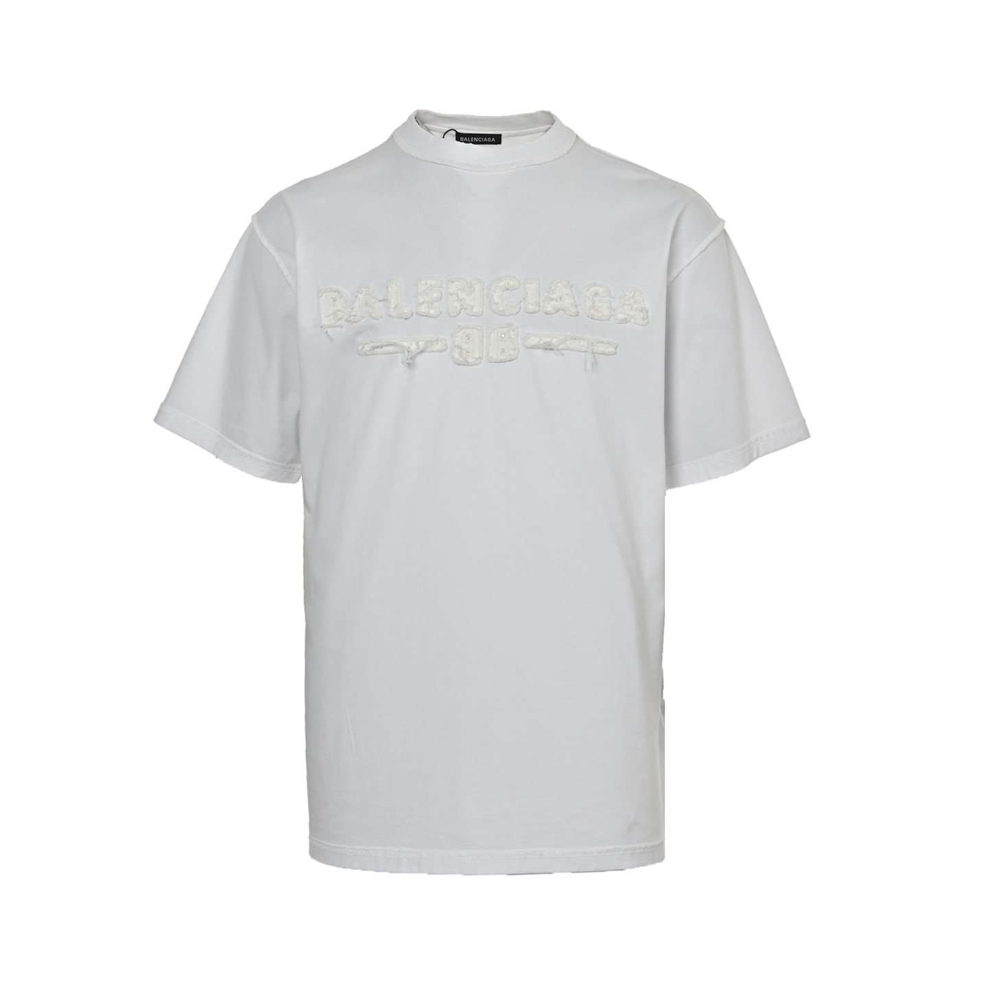 Balenciaga 25ss patch letter reverse stitching hole short sleeve
